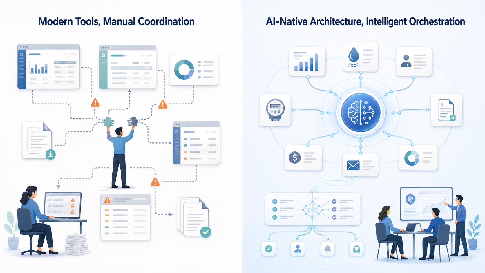 Manual coordination vs AI orchestration